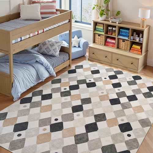 8x10 Kids Playroom Rug Washable Diamond Nursery Play Mat Marble (80 Sq Ft)