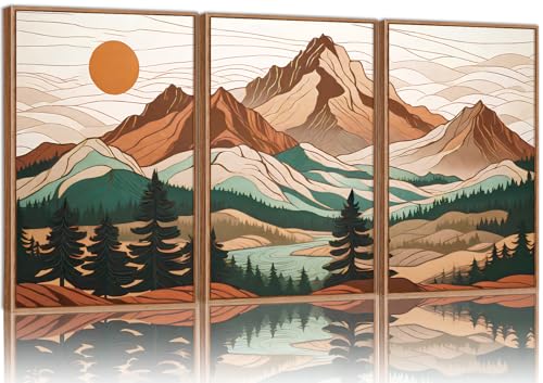 Large Mountain Framed Canvas Wall Art Set of 3 (3 Count)