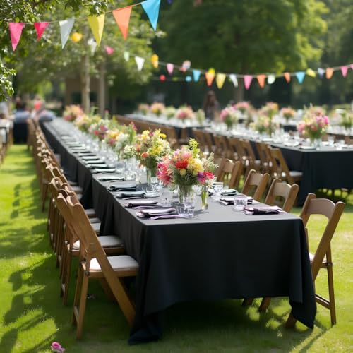 Black Rectangle Tablecloths for 8 Foot Tables (8 Count)