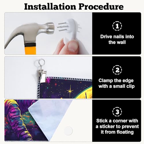 Blacklight Space Astronaut Tapestry UV Reactive Galaxy Planet Glow in Dark Tapestries Black Light Poster Neon Wall Hanging Art for bedroom Living Room