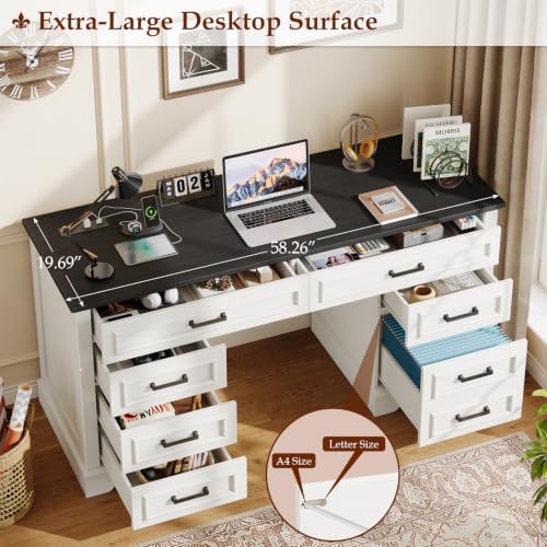 Farmhouse Executive Desk with Charging Station