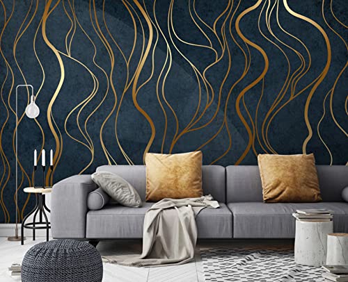 Simple Golden Lines wall Mural Wallpaper for Bedroom 103" x 69" (49 Sq Ft)