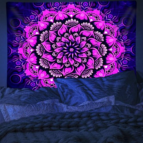 Blacklight Mandala Tapestry Wall Hanging