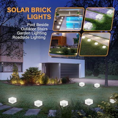 Solar Brick Lights Outdoor Solar Lights Outdoor Waterproof Patio (6 Count)