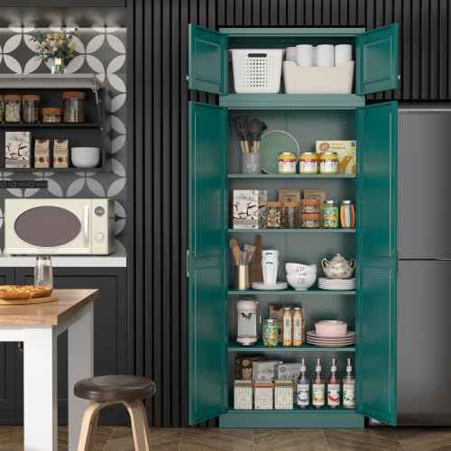 86"Metal Pantry Storage Cabinet with Doors & 4 Adjustable Shelves