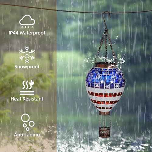 American Flag Hot Air Balloon Solar Lantern