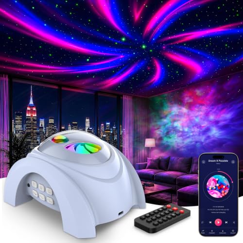 Dual Lens Galaxy Star Aurora Projector Night Light for Bedroom