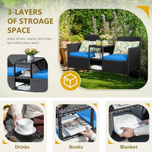 Outdoor Furniture Patio Loveseat Wicker 2