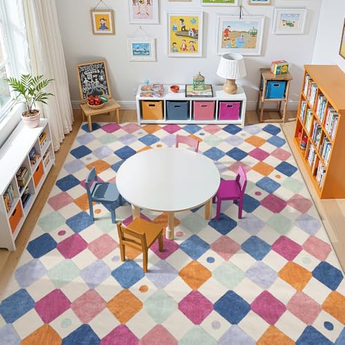 8x10 Kids Playroom Rug Washable Colorful Nursery Play Mat Berries (80 Sq Ft)