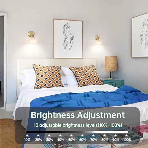 Vintage Battery Operated Wall Sconce with White Tulip Glass Lampshade 5000 mAh Rechargeable Battery Powered Wall Light with Remote Control for Bedside Bedroom Doorway (2 Count)