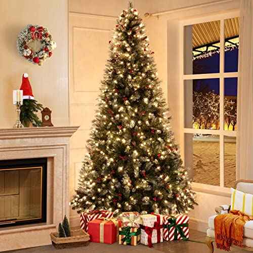 Vancouver 7.5ft Frosted Prelit Artificial Christmas Tree with Pine Cones