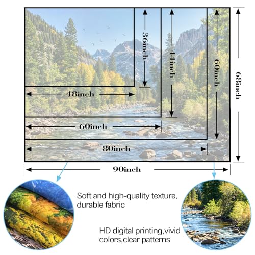 Nature Forest Mountain Tapestry Green Pine Tree Tapestry for Bedroom Aesthetic Flowing River Landscape Tapestries Wall Hanging Bird Decor for Living Room Classroom Dorm Office