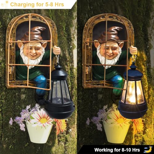 10'' Garden Gnome Statue with Solar Lights