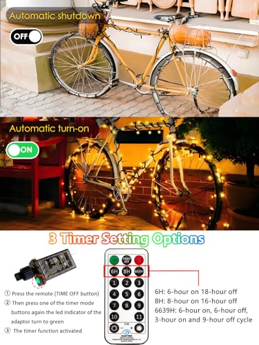108FT Color Changing Christmas Lights with Remote Timer 300 LED