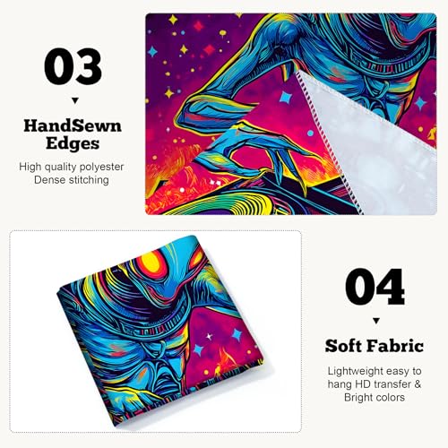 Blacklight Space Astronaut Tapestry UV Reactive Galaxy Planet Glow in Dark Tapestries Black Light Poster Neon Wall Hanging Art for bedroom Living Room