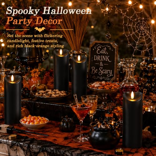 Halloween Black Waterproof LED Candles with Remote Timer