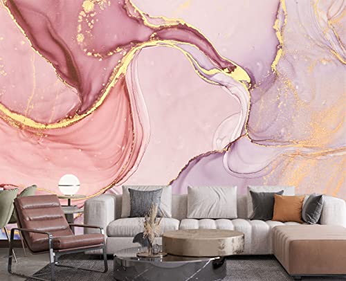 Gilding Marble Pink wall Mural Wallpaper for Bedroom 137" x 100" (95.12 Sq Ft)