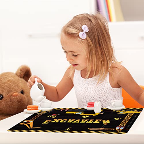 Construction Plastic Placemats Set of 6 Toddler Table mats 17×13×0.04in (6 Count)