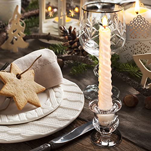 48 Pcs Glass Candlestick Holders Bulk 2.5 Inch Taper Candle Holders Small Ritual Candle Stand Table Centerpieces for Wedding Valentine's Festival Party Dining Decorations
