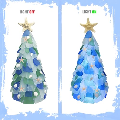 Christmas Tree DIY Kit Sea Glass Pieces for DIY Crafts Christmas Craft DIY Christmas Tree Lights Lamp Christmas Ornament Crafts