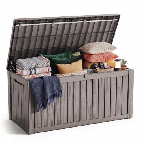 200 Gallon Deck Box Lockable Waterproof UV Resistant Grey