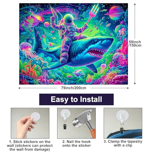 Blacklight Tapestry Galaxy Room Wall Art 78 x 59 Inch