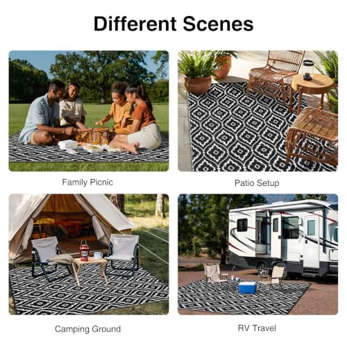 Outdoor Rug 8x10 ft Waterproof Reversible Braided Mat