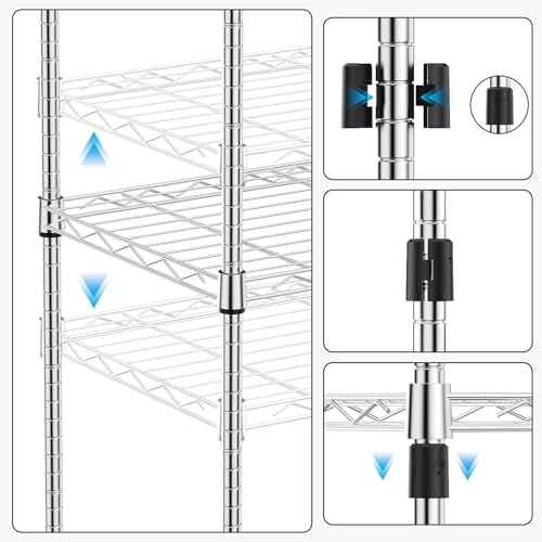 1250 lbs 5 Tier Shelf Metal Storage Shelves Wire Rack Closet Organizers with Wheel for Garage Kitchen Bathroom Laundry Chrome 13.7" D x 23.6" W x 62.4" H (5 Count)