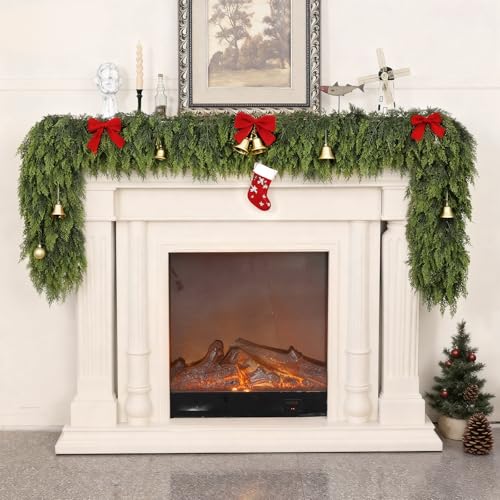 2PCS 6FT Lifelike Touch Artificial Cedar Garland for Mantle Christmas Decor (2 Count)