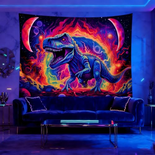 Blacklight Dinosaur Tapestry Wall Hanging 90x70in