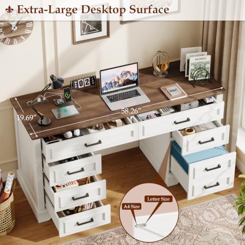 58" Executive Desk with 7 Drawers