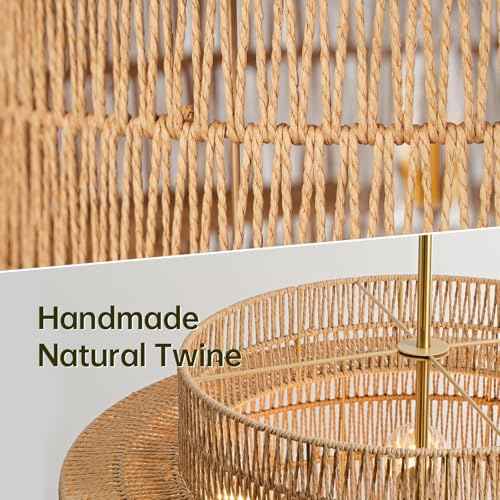 24" Rattan Chandelier for Dining Room