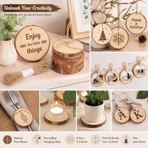 30Pcs Natural Wood Slices (30 Count)