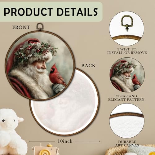 Vintage Father Christmas Santa Claus Wall Art Decor Framed