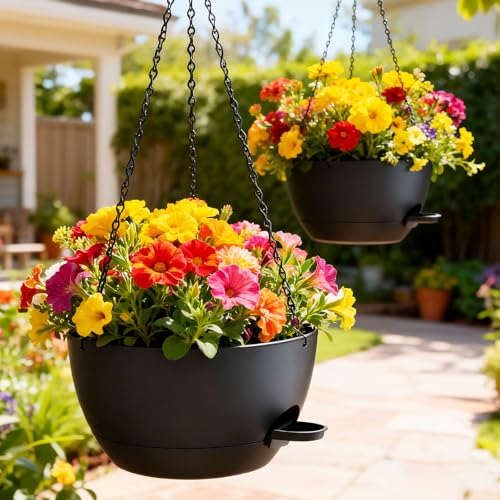 12 Inch Hanging Baskets 2 PC with Chains (2 Count)