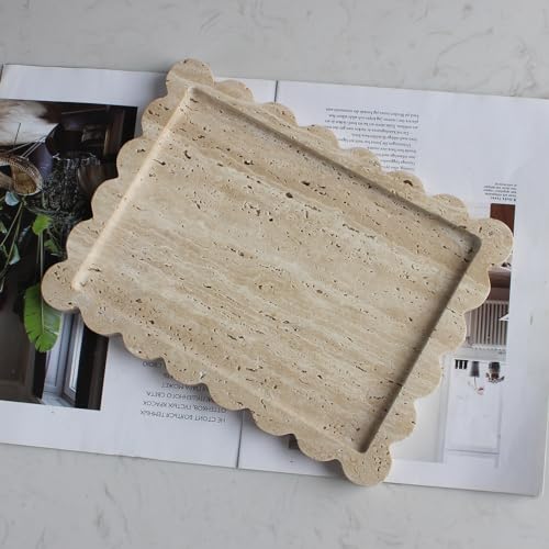 Natural Luxury Scalloped Marble Tray 10.8"x8"