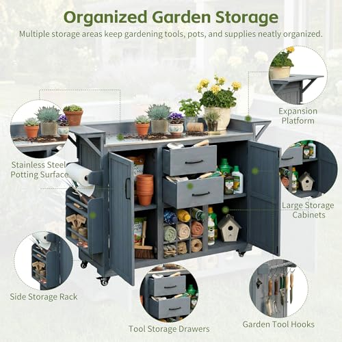 Outdoor Grill Cart with Stainless Steel Top