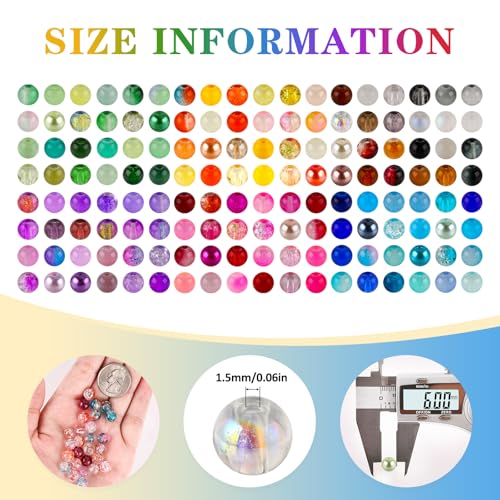 About 1200PCS 6mm Glass Beads Bracelet Making Set (1200 Count)