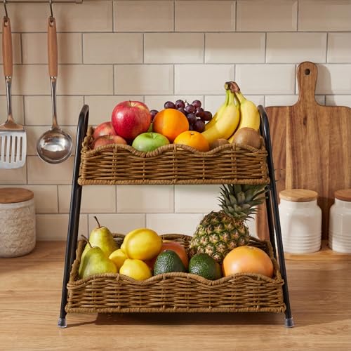 2 Tier Stackable Cabinet Organizer Shelves for Kitchen Counter