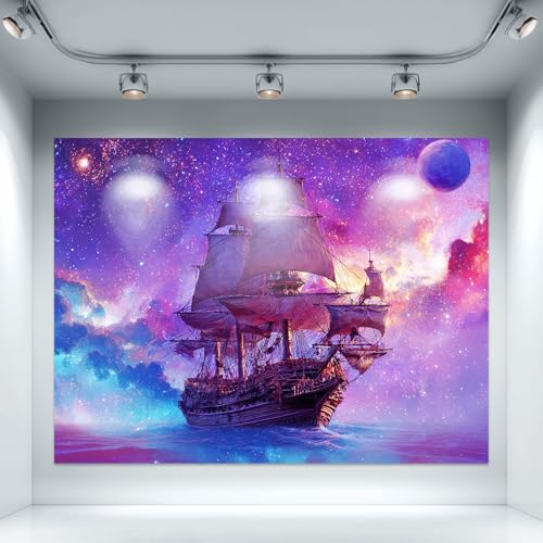 Blacklight Tapestry Ocean Ship Party Wall Decor 78 x 59 Inch