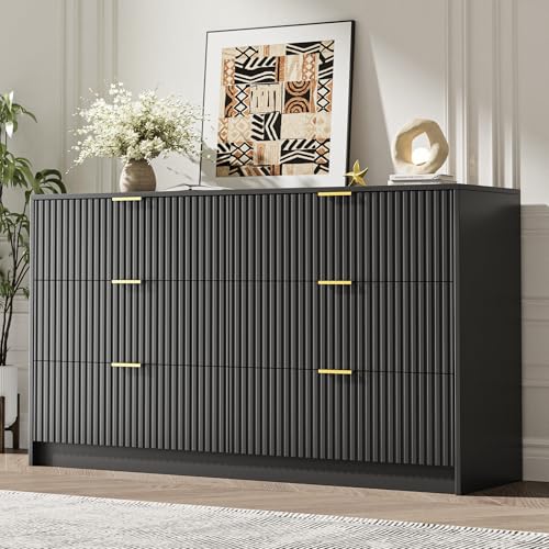 Black 6 Drawer Dresser for Bedroom