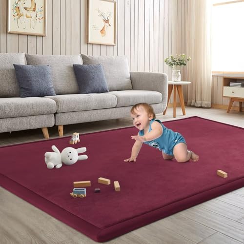 Baby Play Mat for Floor Nursery Muscle Mat Area Rug Playroom Rug 50"x50" Elastic Foam 1.3" Thick Crawling Mat for Babies
