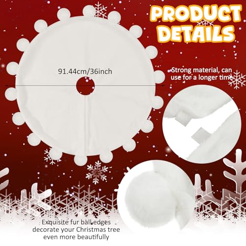 36 Inch Classic Faux Fur Christmas Tree Skirt White Plush