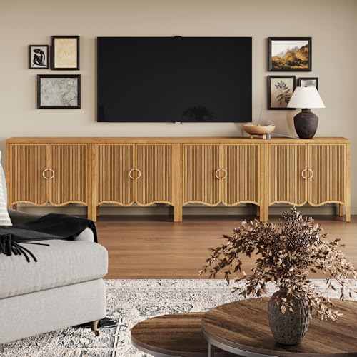 Scott Transitional Fluted Accent Cabinet or Storage Cabinet for Living Room or Entryway with Solid Wood Panel