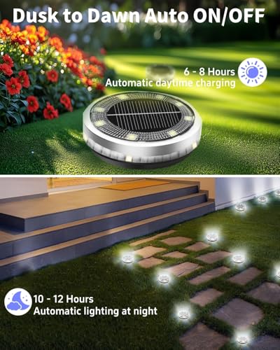 26 Pack Outdoor Solar Ground Lights with 4 Side Light（Cool White） (26 Count)