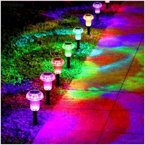 Solar Lights Outdoor Waterproof 12 Pack Garden Decor Color Changing (12 Count)
