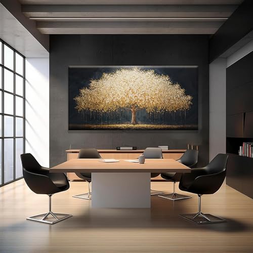 Large Modern Gold Tree Of Life Art Wall Decor For Living Room 29"X 58"