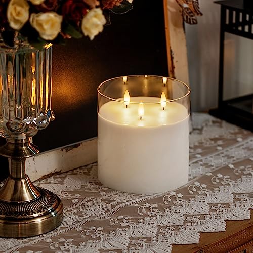 Pure White Large Glass Flameless LED Candle