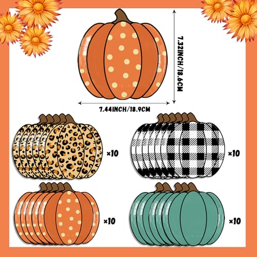 40Pcs Fall Pumpkin Paper Plates