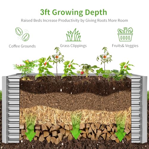 8x4x3ft Rectangular Galvanized Raised Garden Beds